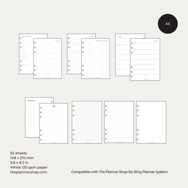 The Starter Stack | Refill Pages for Six-Ring Organizers