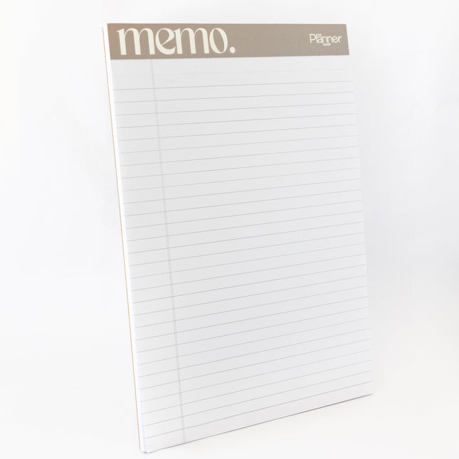 Large memo notepad with minimalist lined design and coloured margin