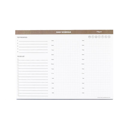 24-hour undated planner pad with to-do list section for daily schedule